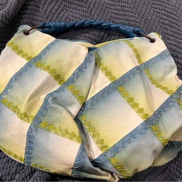 Large hobo bag…unique colors. Soft leather with suede interior. Middle zipper. - Picture 3 of 4